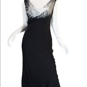 alexander mcqueen bia cowl neck feather dress